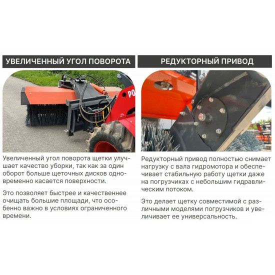 Щетка коммунальная Wille с поворотом универсальная для погрузчиков и коммунальных машин